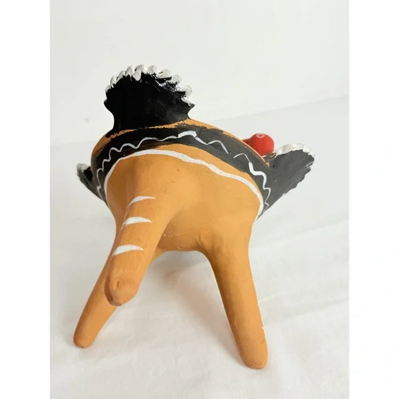 Multicolor Painted Turkey Tripod Copelero Cup Figurine Mexican Pottery - Picture 10 of 12